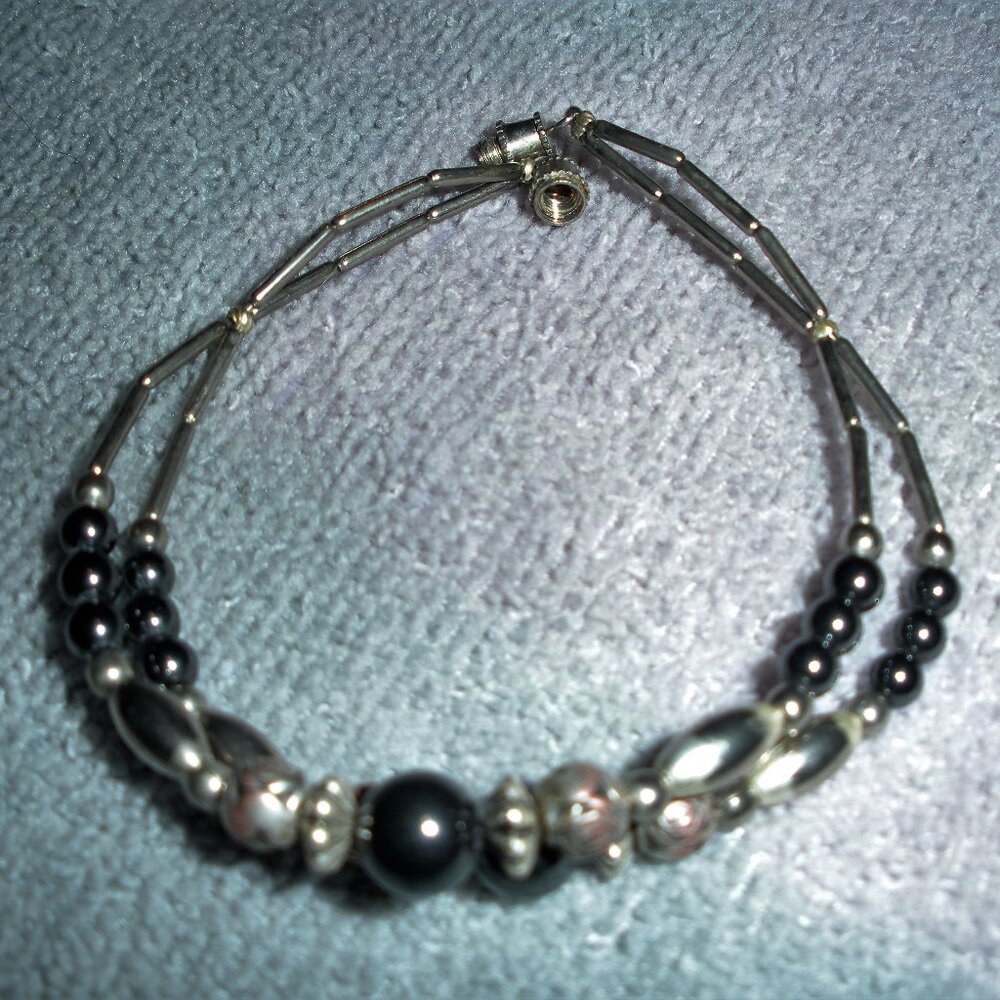 Antique silver and black onyx bracelet
